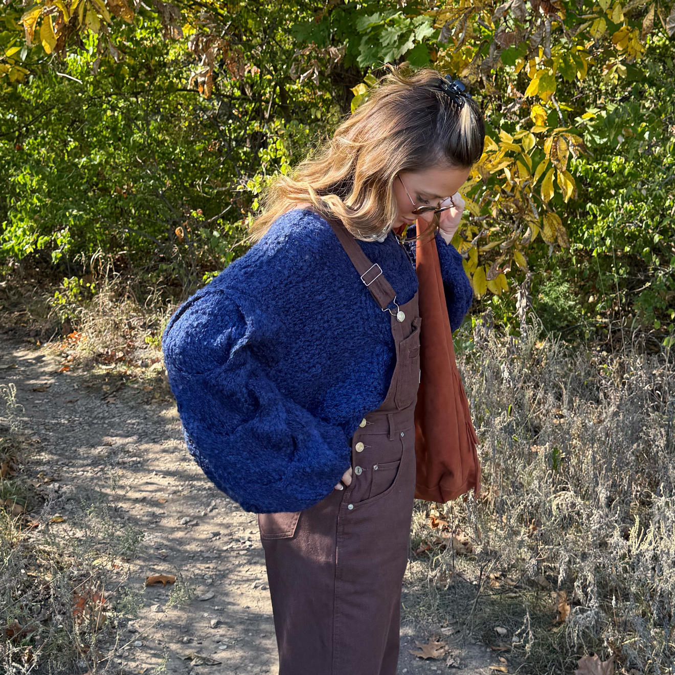 Brown Retro Denim Overalls