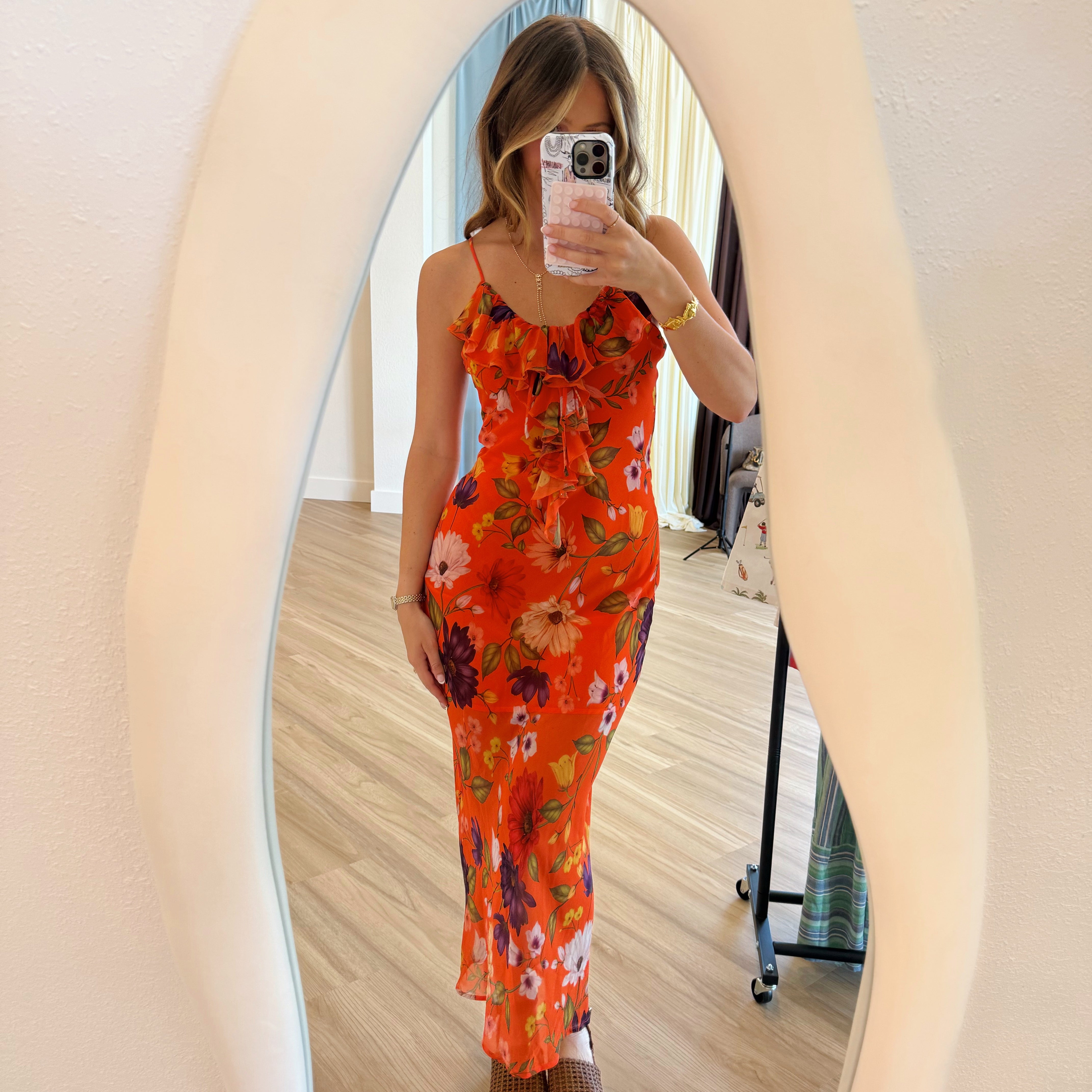Orange Floral Maxi Dress