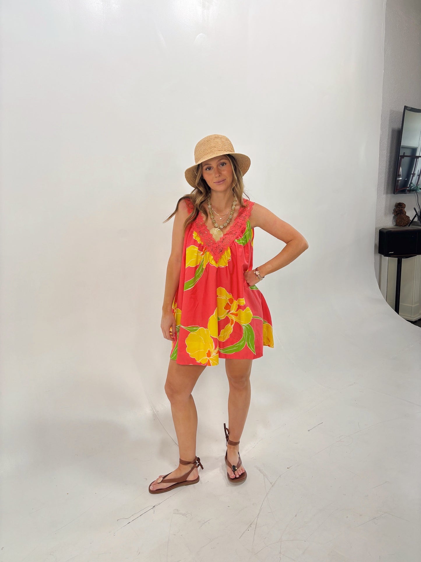 Coral Swing Mini Dress