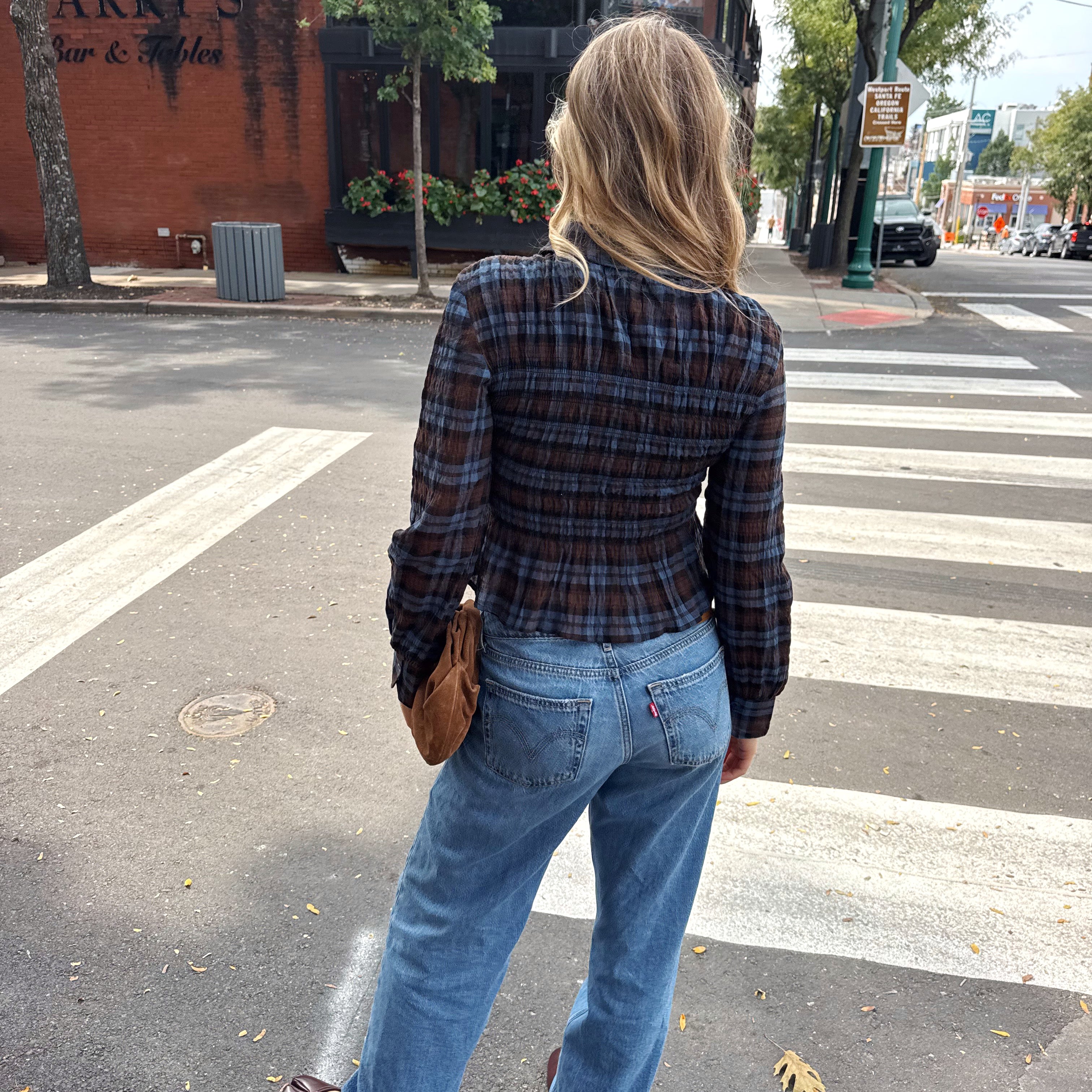 Blue Plaid Blouse