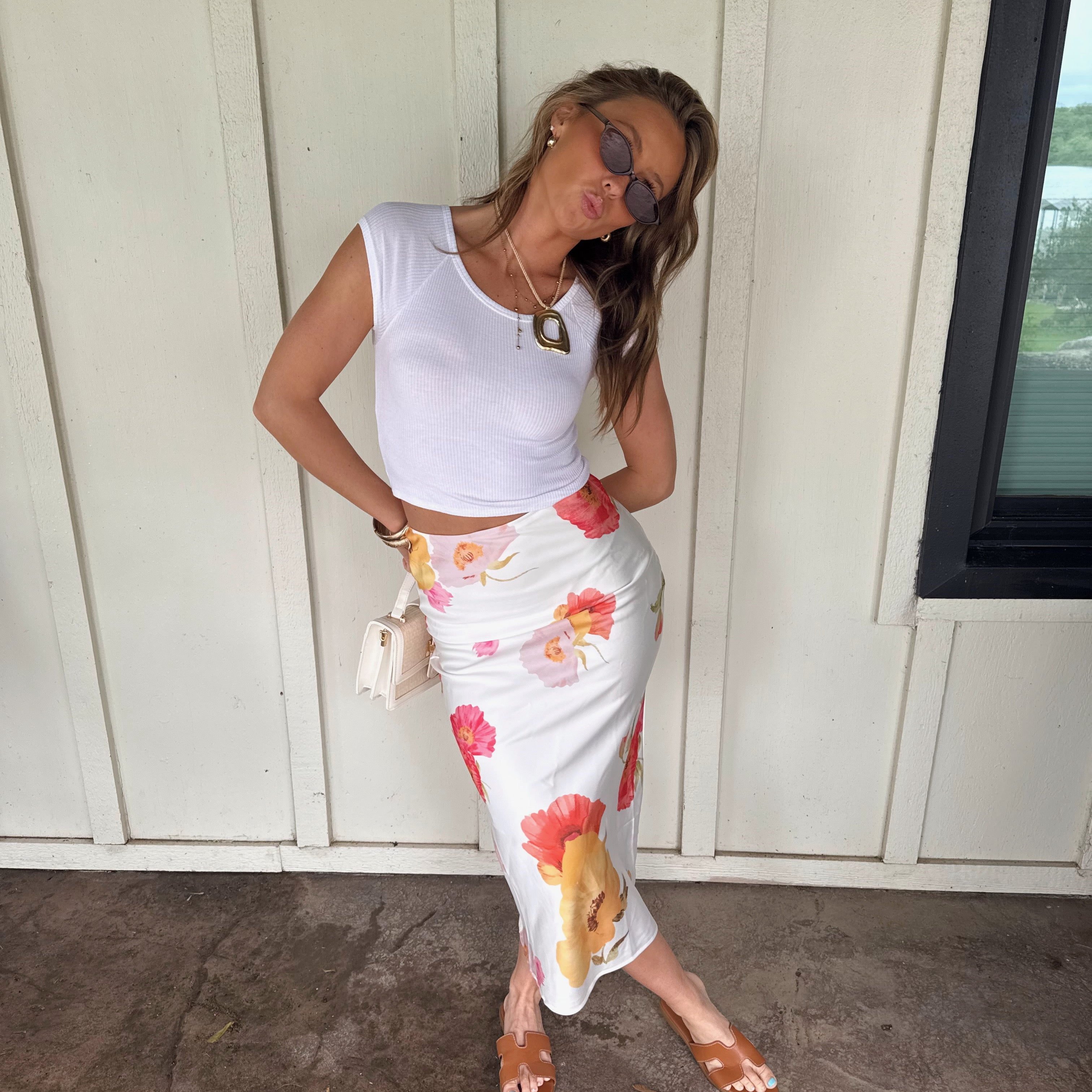 Peachy Floral Skirt