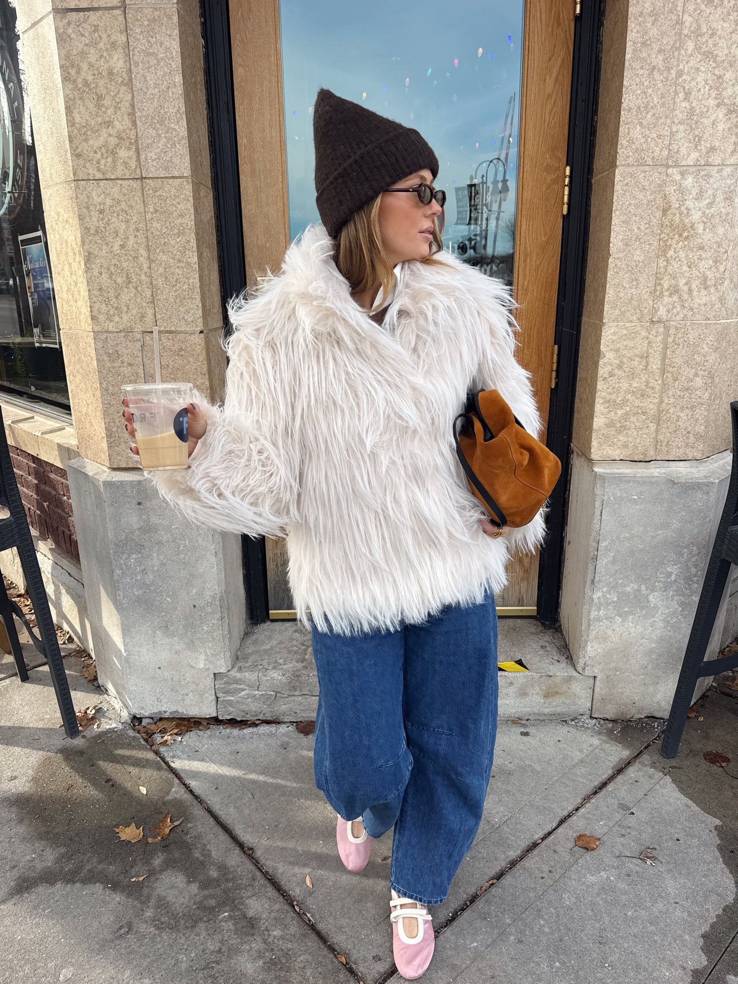 Frosted Cream Fur Coat