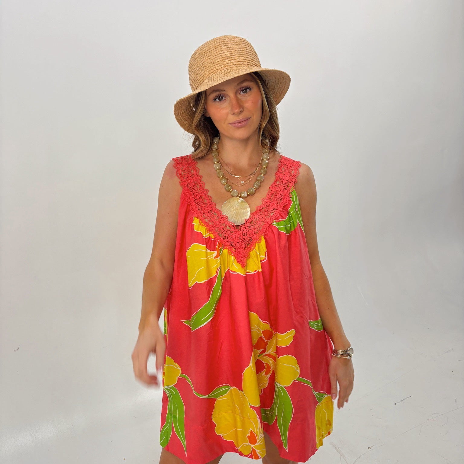 Coral Swing Mini Dress