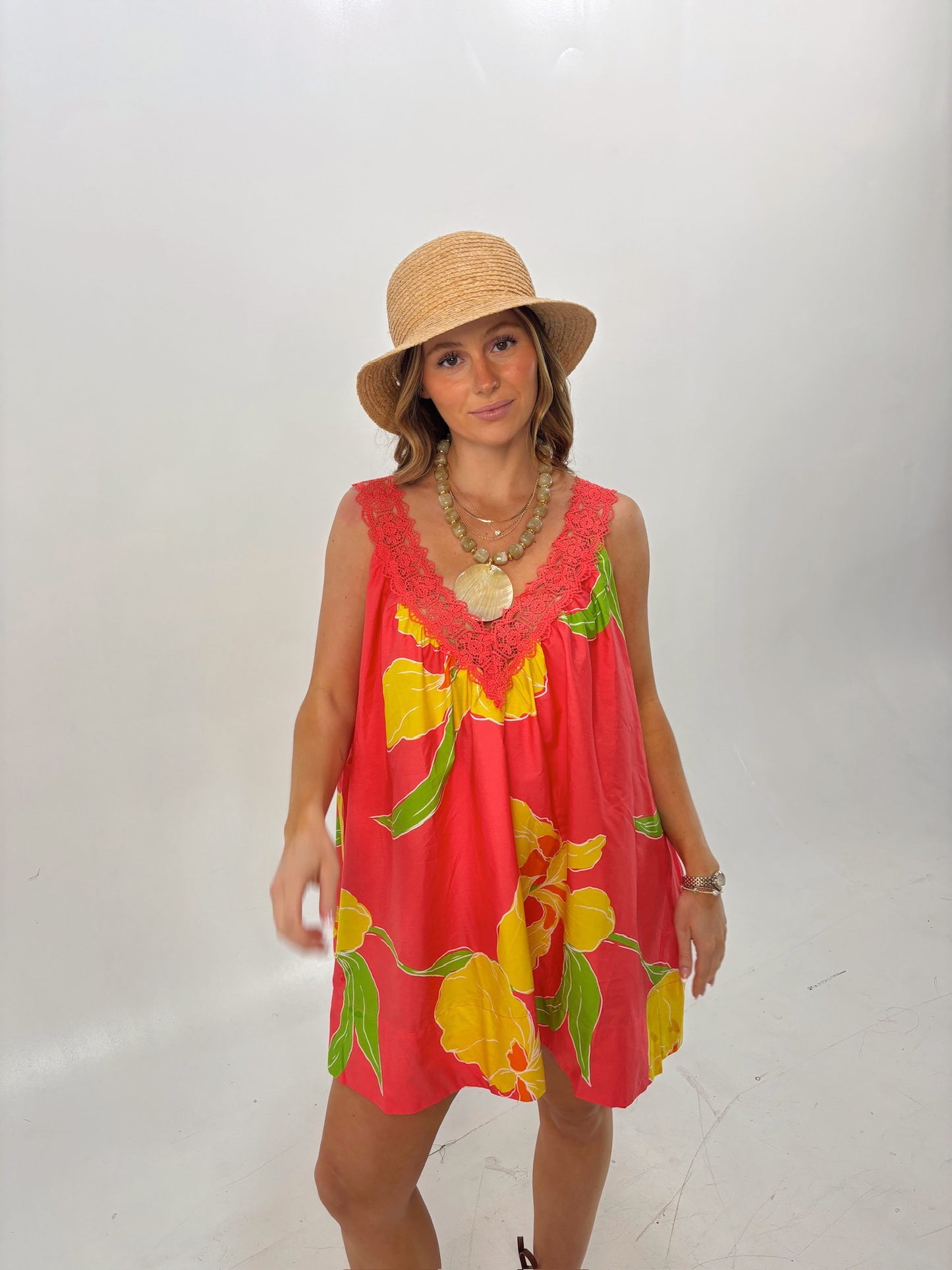 Coral Swing Mini Dress