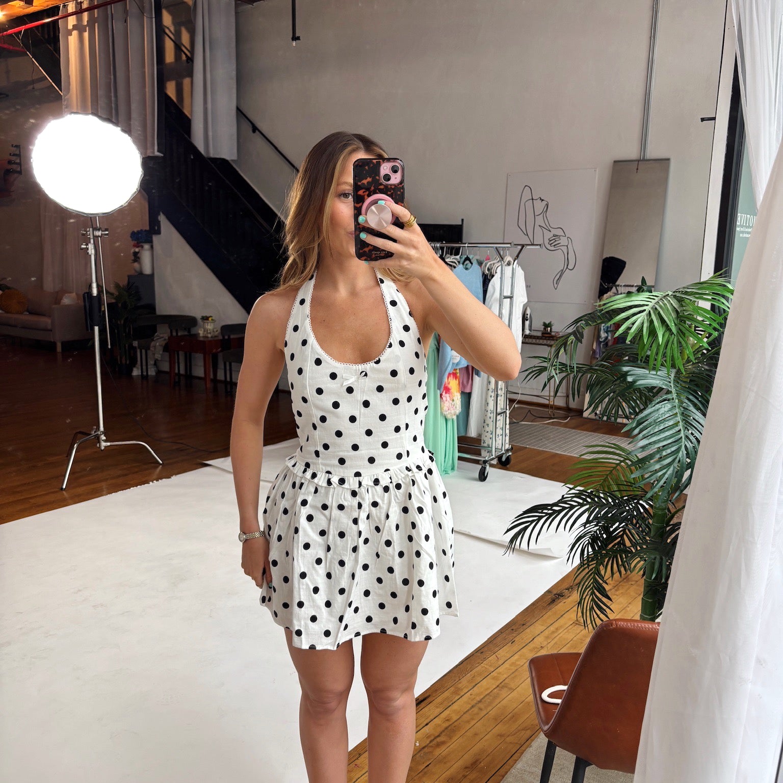 Frida Polka Dot Halter Mini Dress