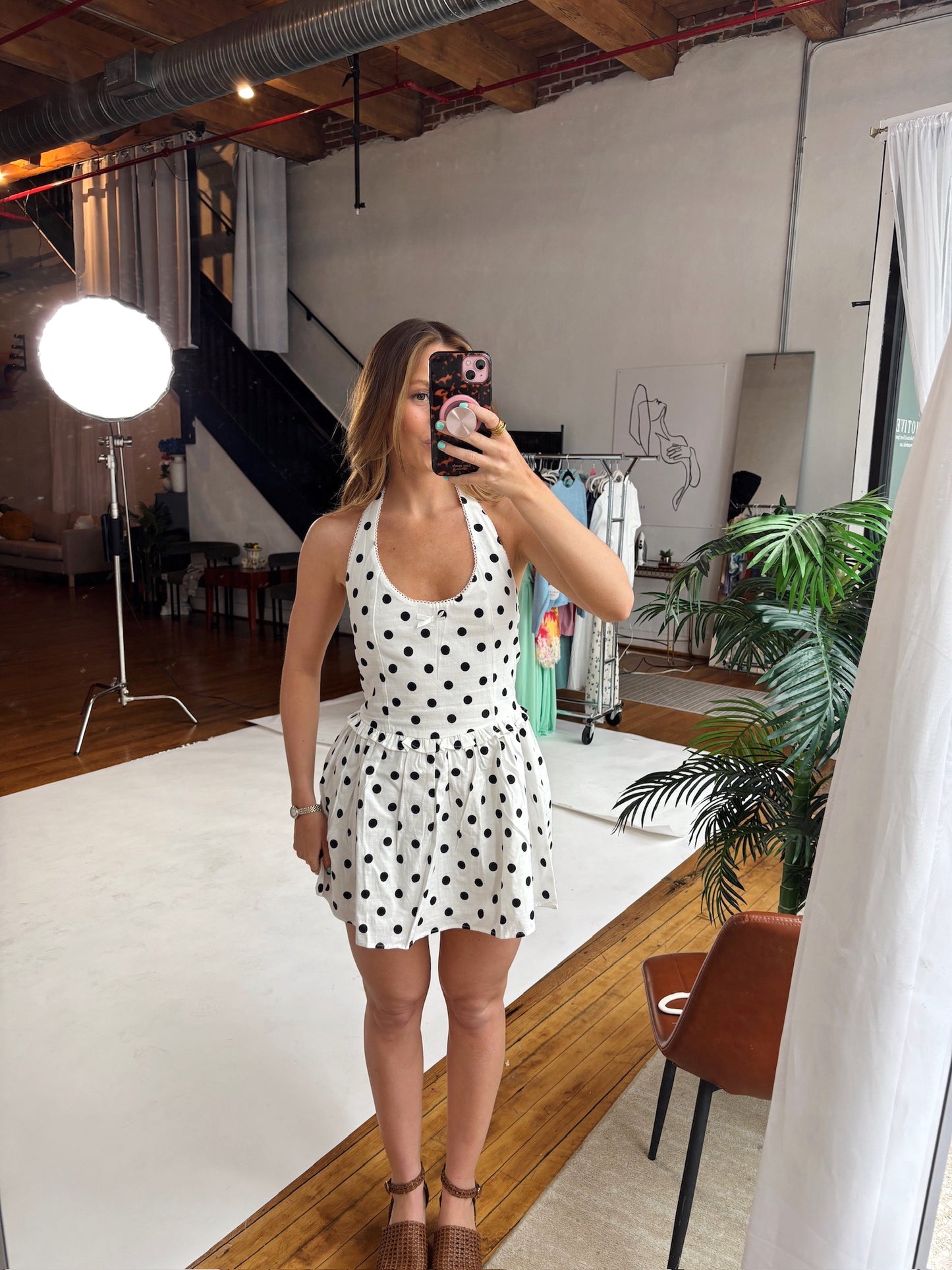 Frida Polka Dot Halter Mini Dress