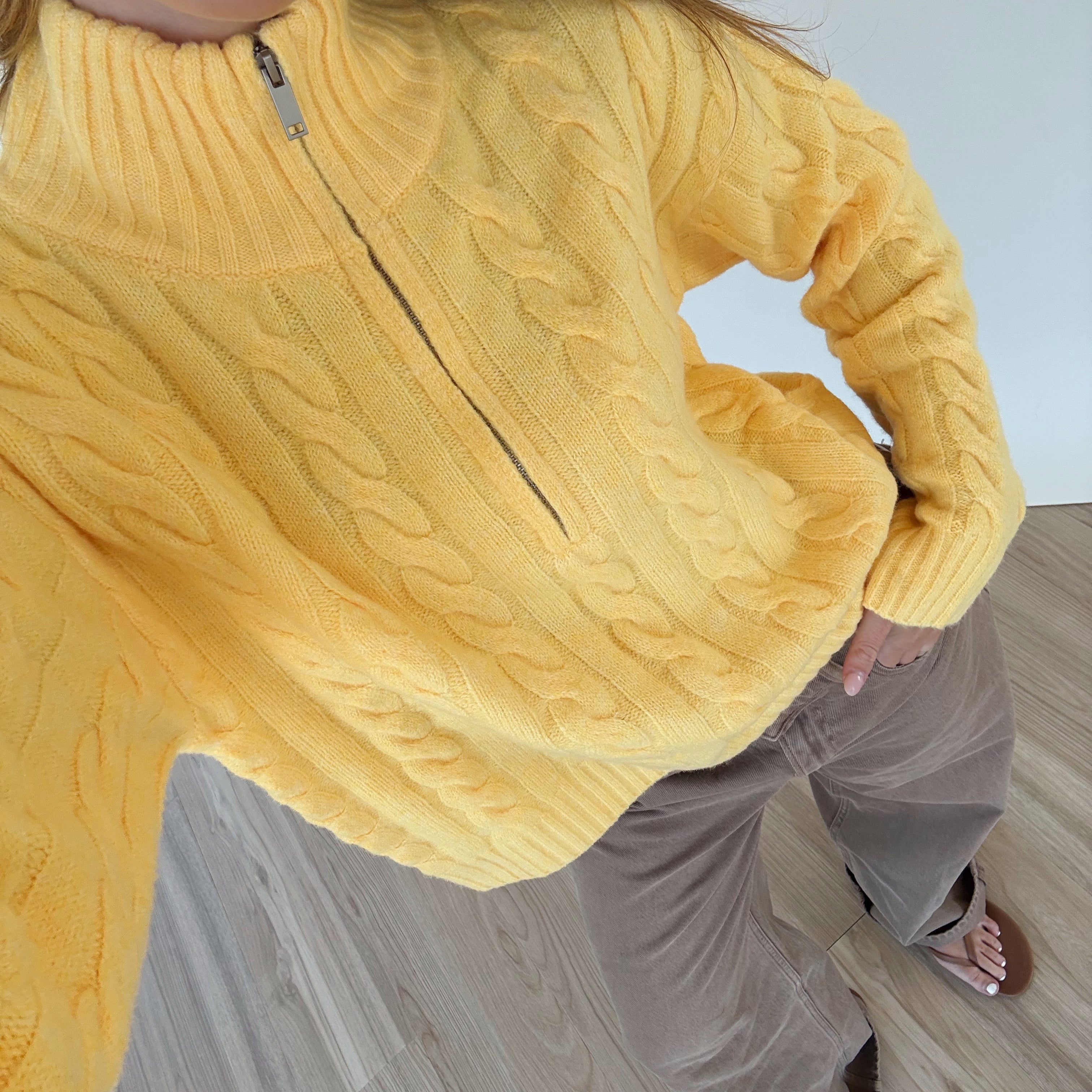 Lemon Cable Knit Sweater