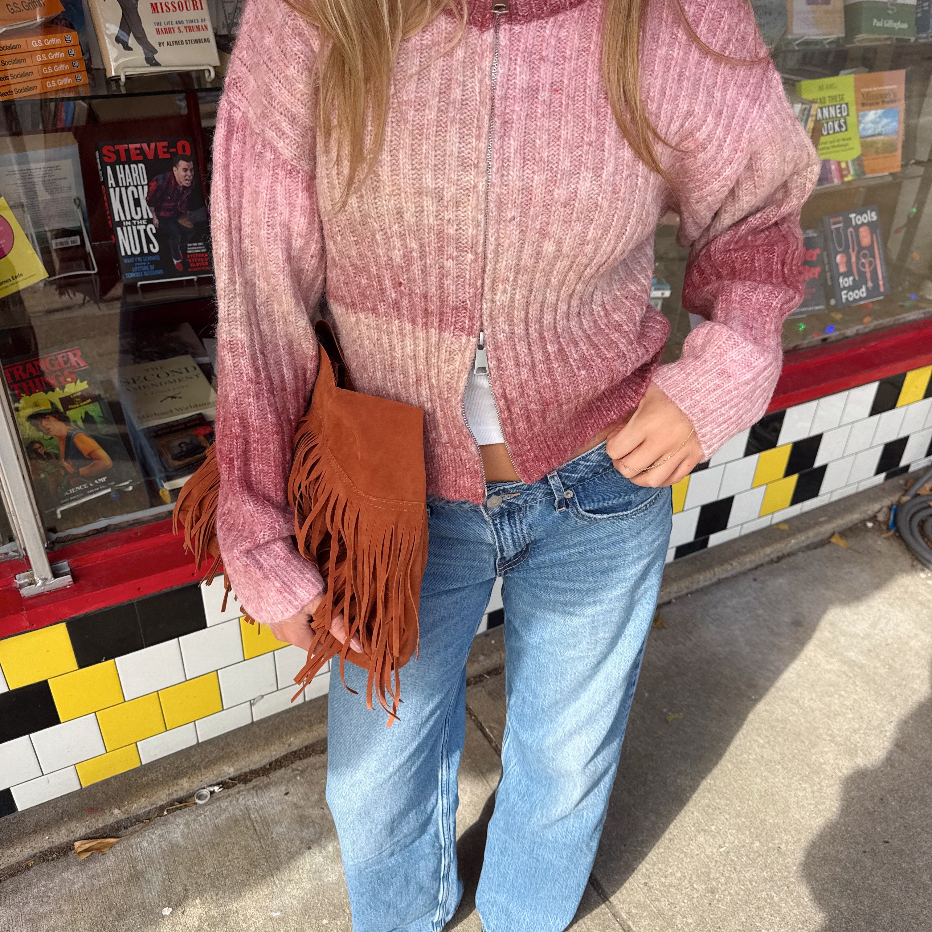 Ombre Double Zip Sweater
