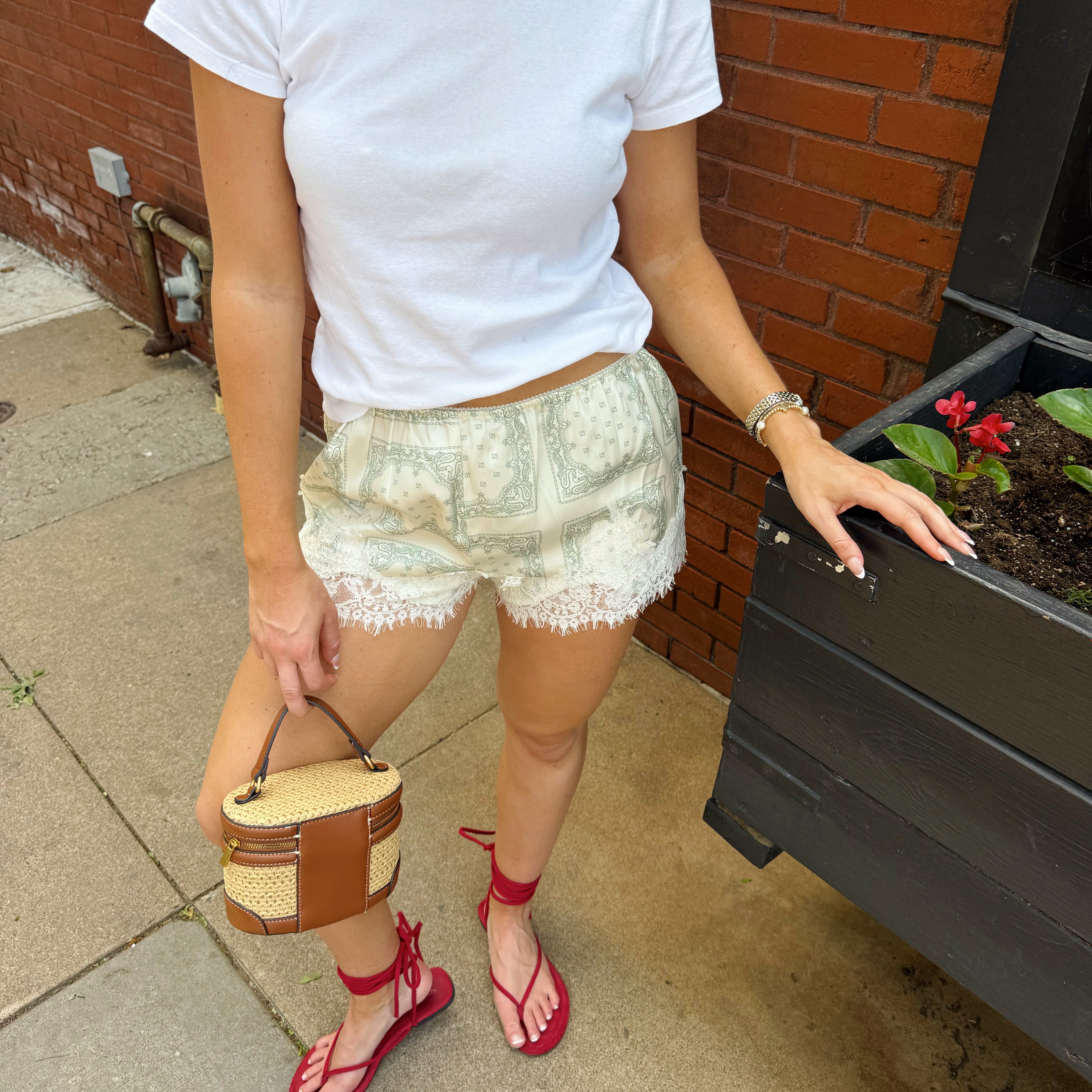 Green Paisley Shorts
