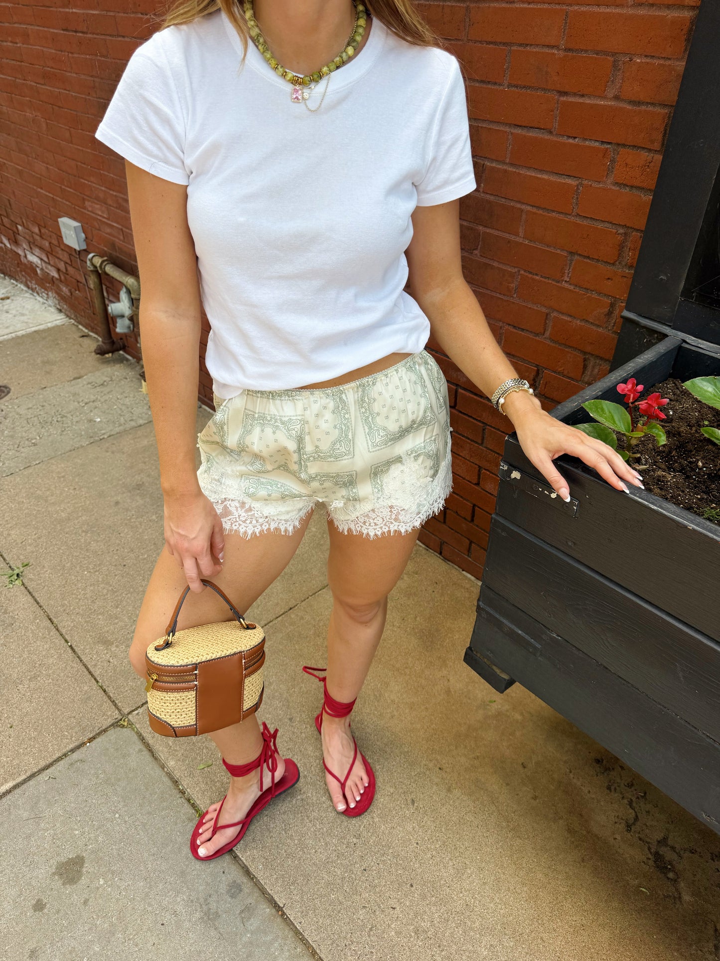 Green Paisley Shorts
