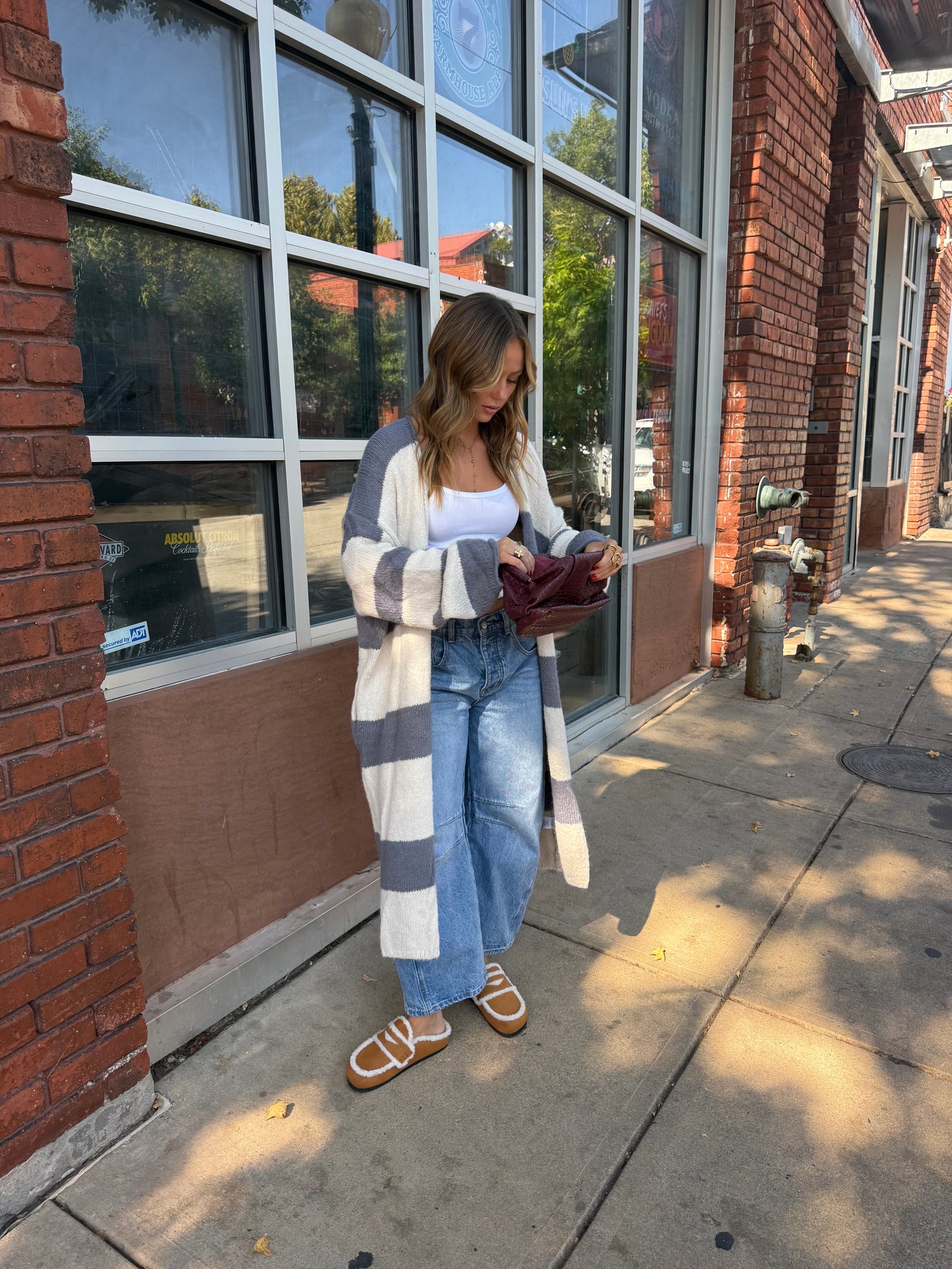 Chunky Striped Cardigan (Charcoal)
