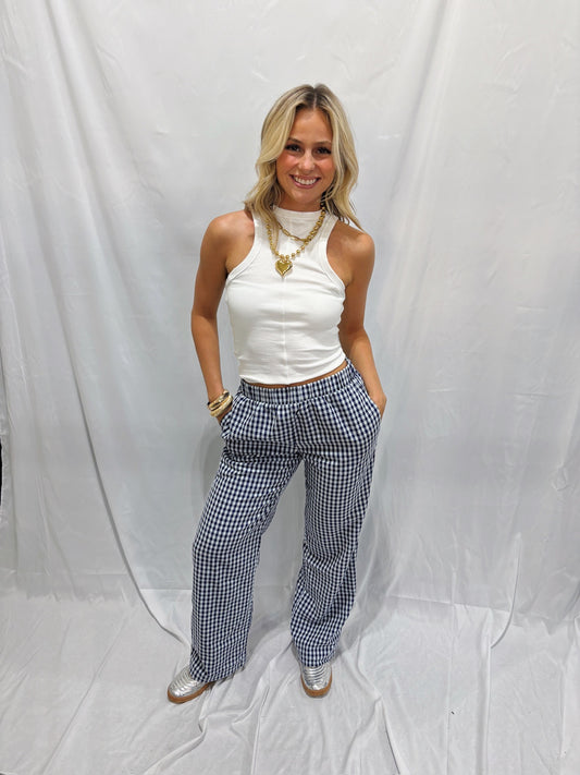 Gingham Print Pants