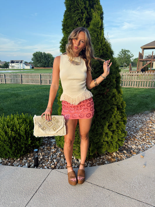 Coral Mini Skirt