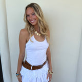 White Belted Mini Dress