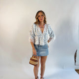 Ditsy Half Puff Sleeve Floral Blouse