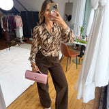 Brown Suede Studded Pants