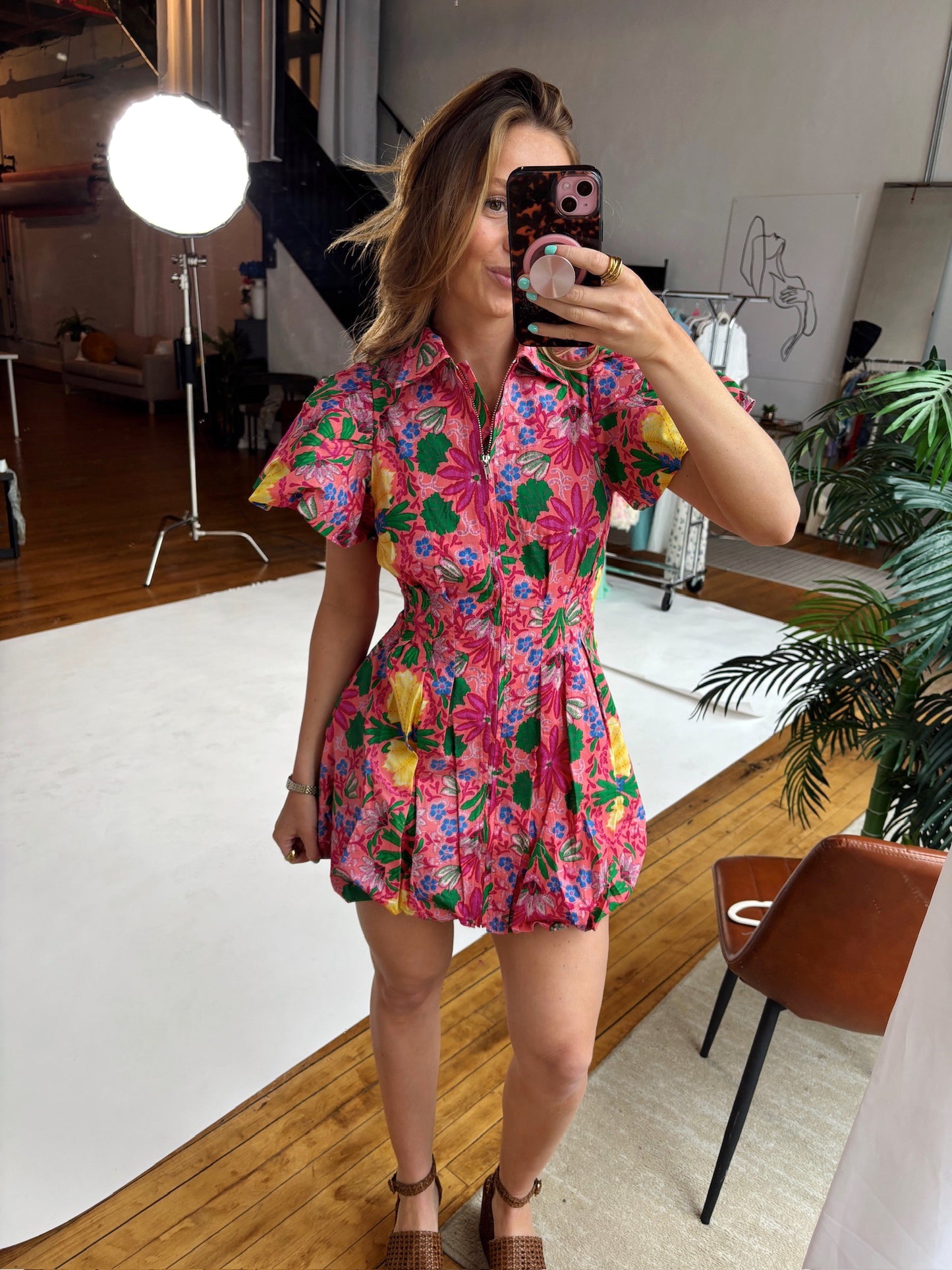 Spring Floral Puff Sleeve Mini