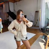 Cream Polka Dot Lace Shorts