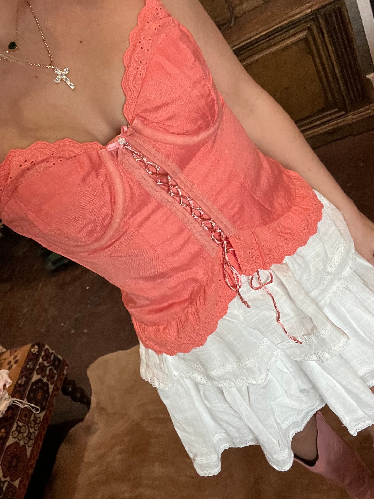 Coral Lace Tank