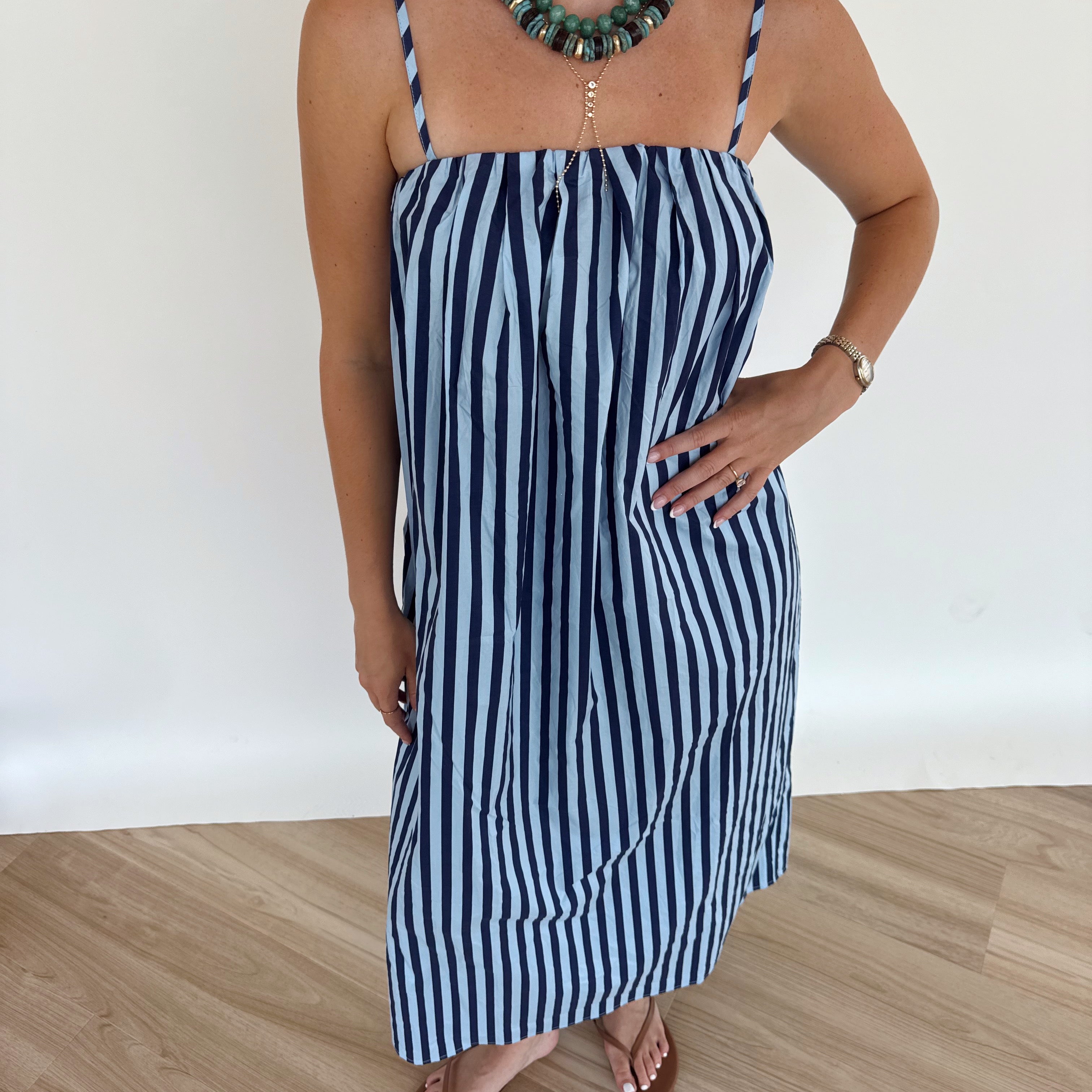 Sailor Striped Midi Dress