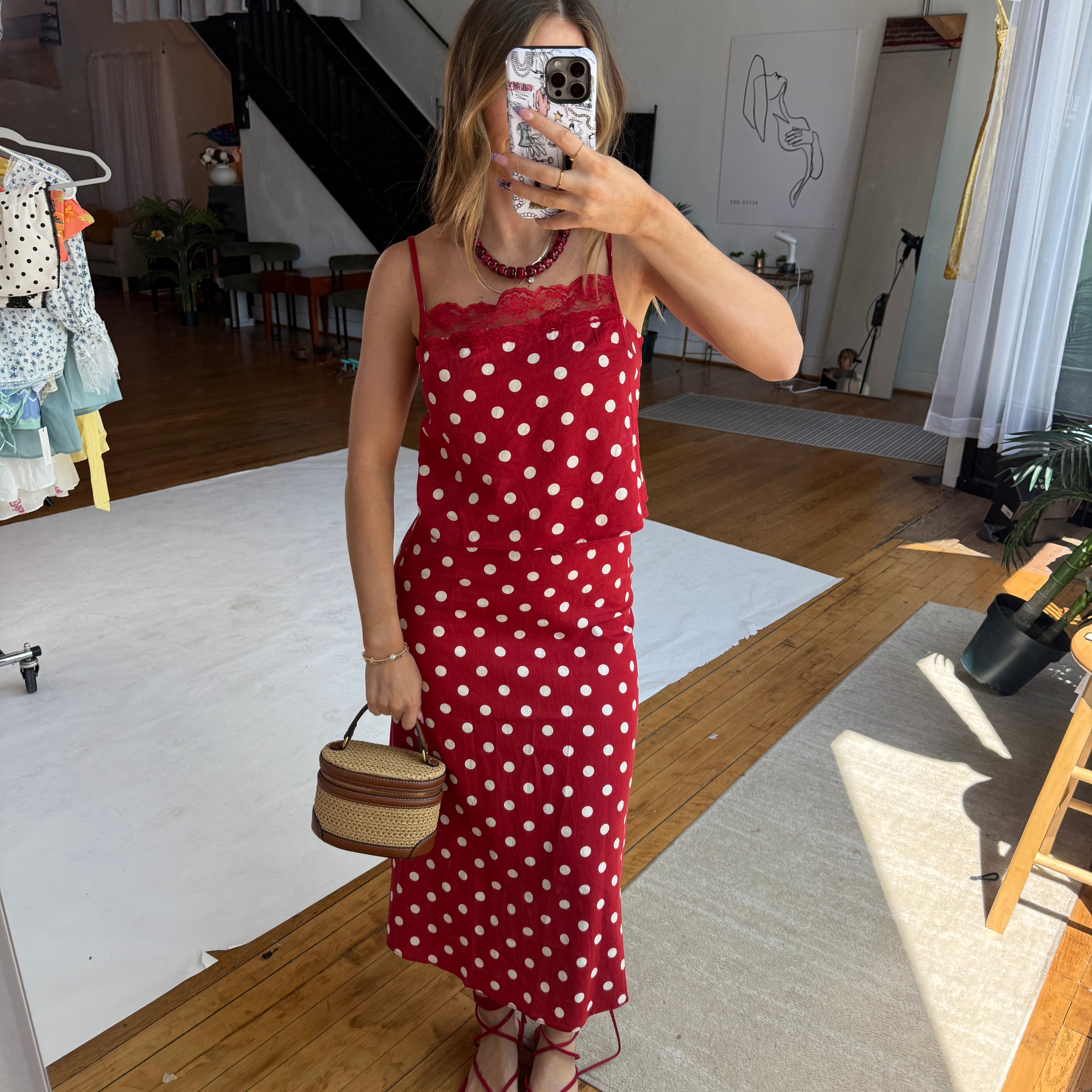 Red Lara Polka Dot Set