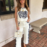 Embroidered Denim Pants