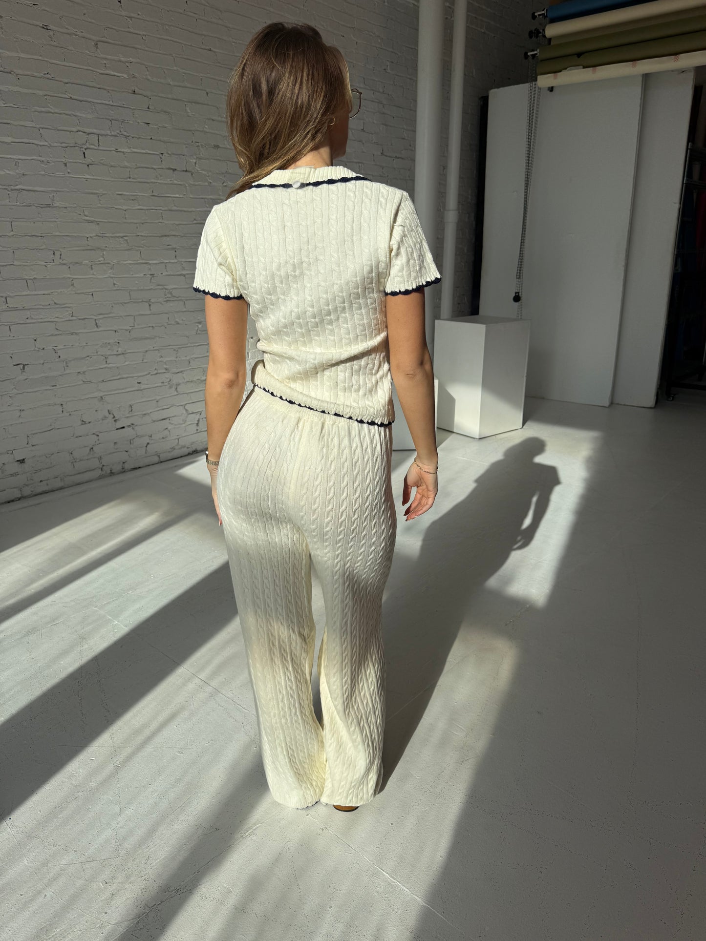 Cream Knit Lounge Set