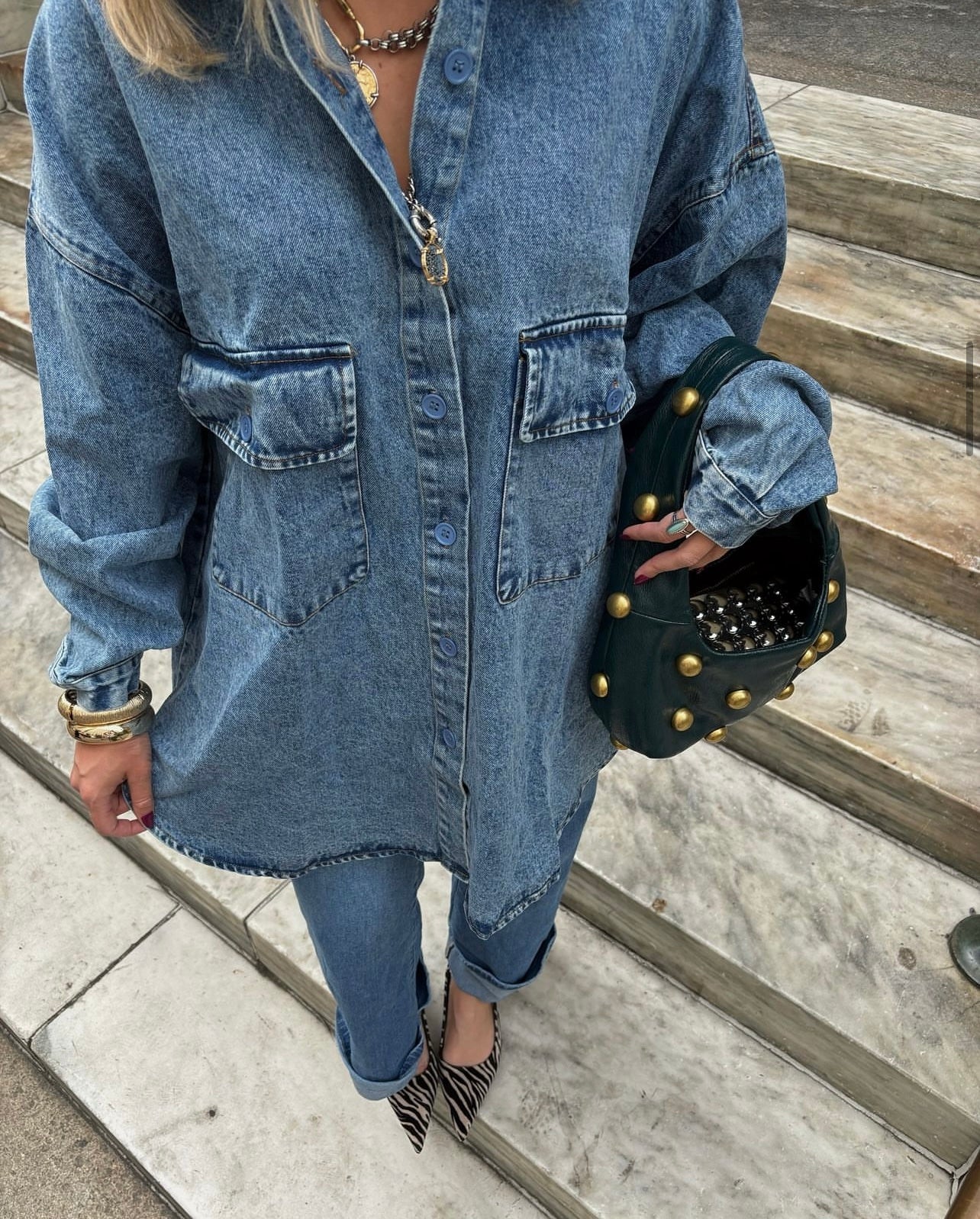 Button Down Denim Top