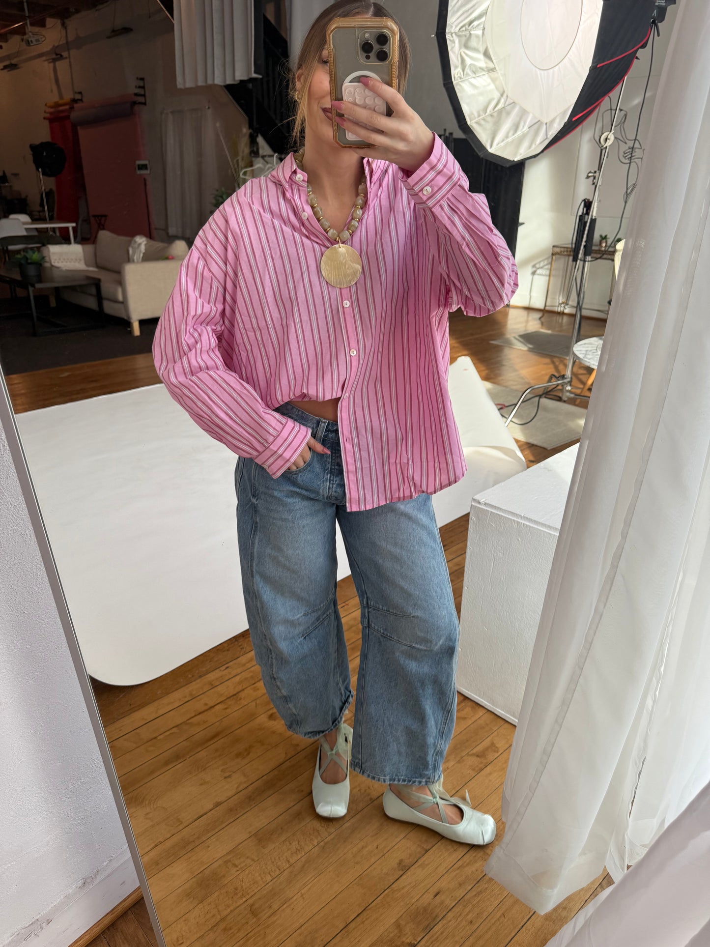 Pink Striped Button Down