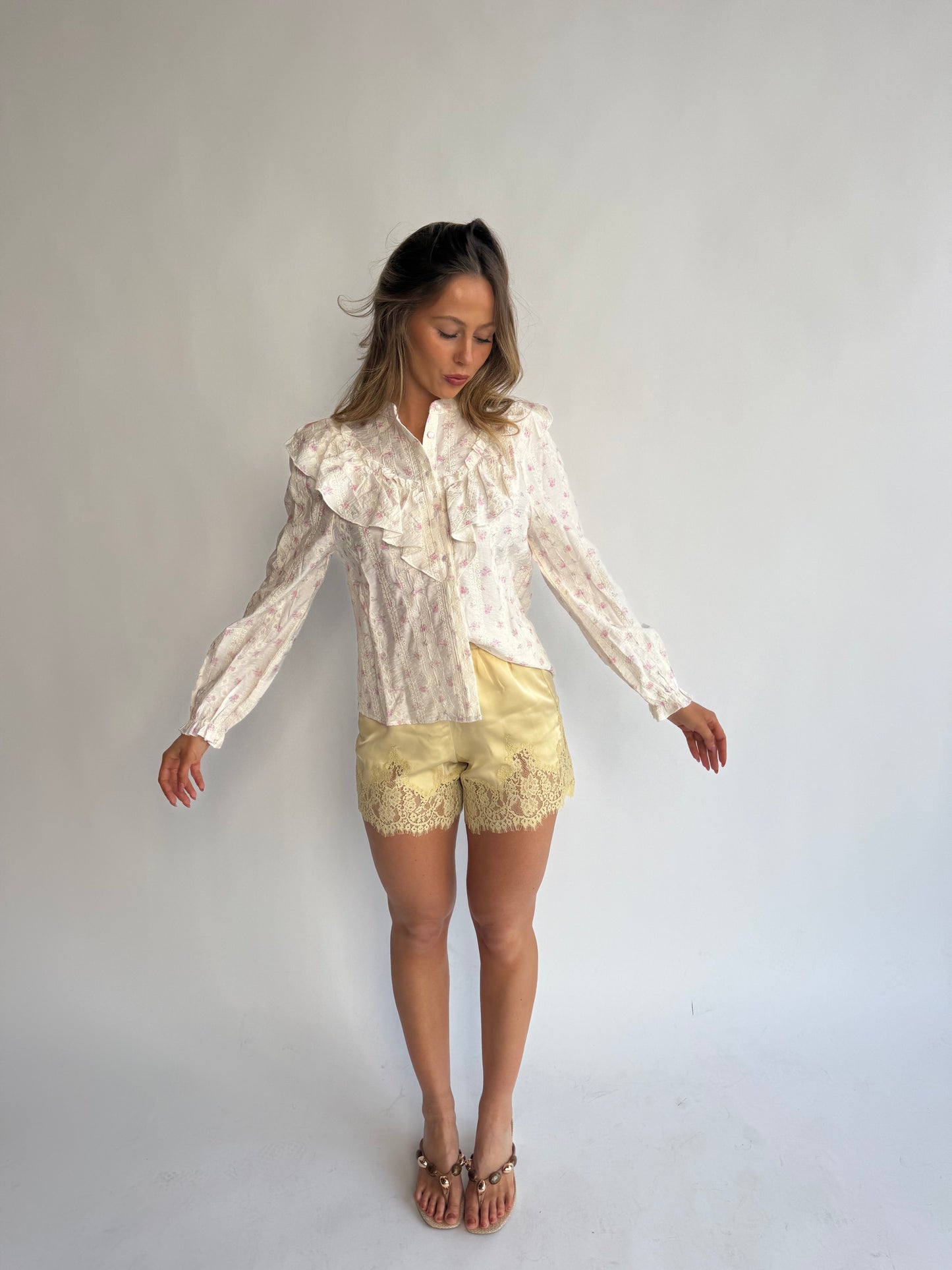 Butter Yellow Lace Shorts