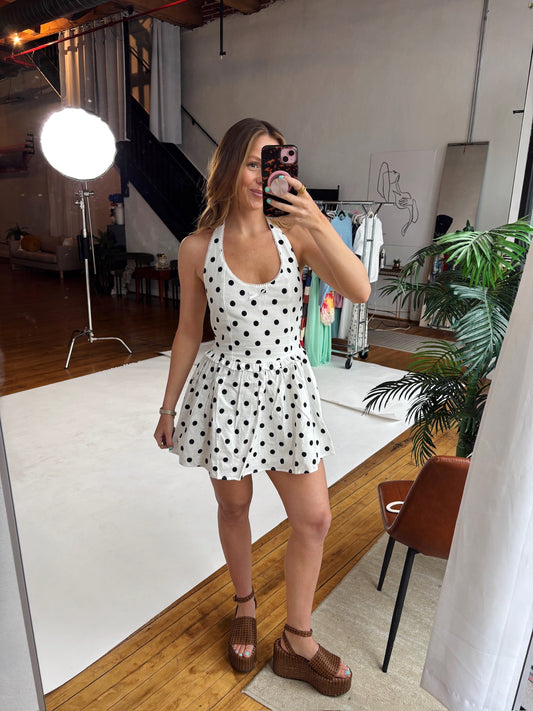 Frida Polka Dot Halter Mini Dress
