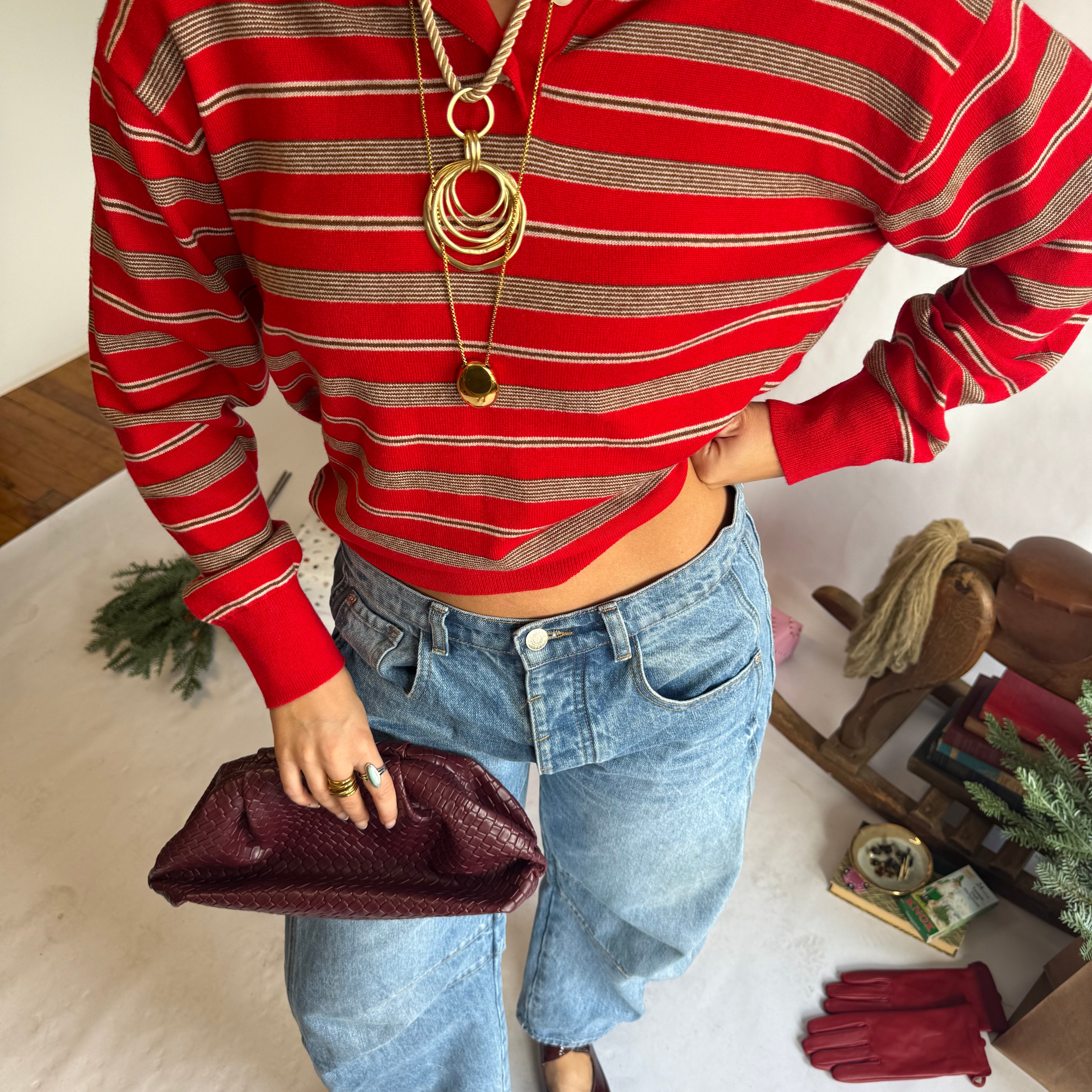 Katherine Striped Polo Sweater