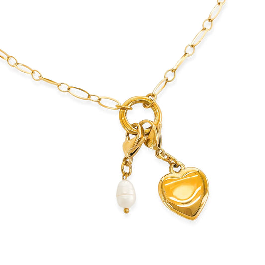 Pearl and Heart Charm Necklace